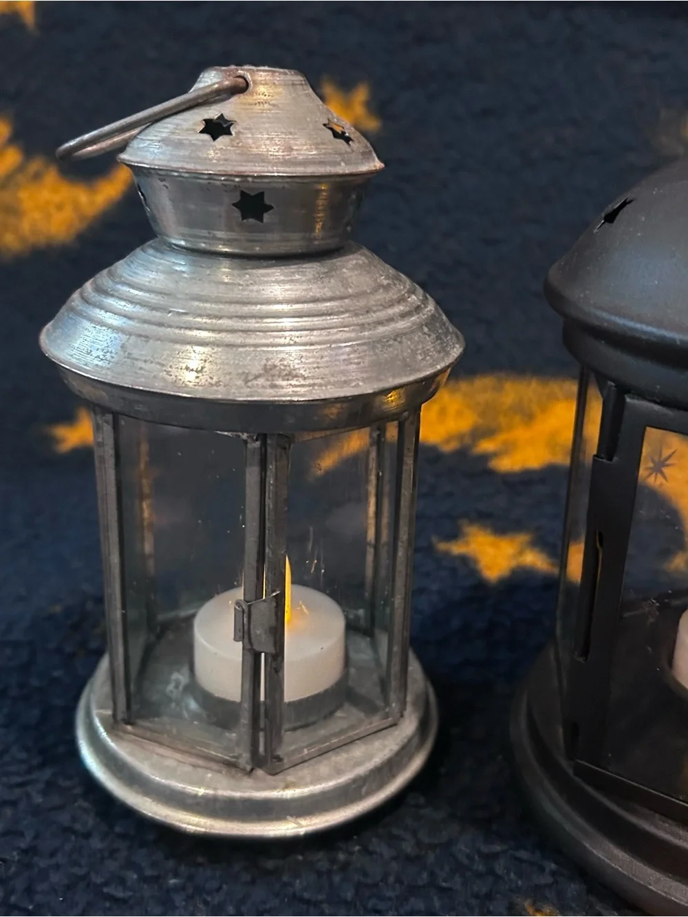 Set of 2 Gothic Star Metal Lanterns for LED Flameless Mini Candles Whimsigoth